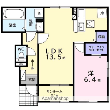 ベリッシモ　ソーレ[1LDK/50.87m2]の間取図