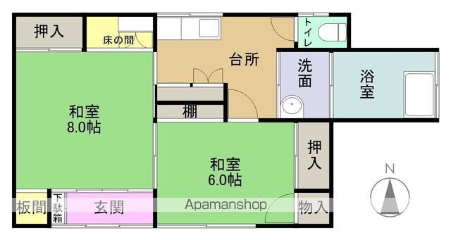竹島アパート[2K/50m2]の間取図
