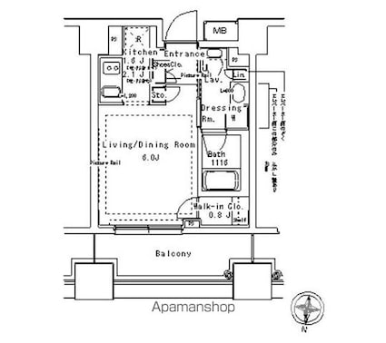 パークアクシス御茶ノ水ステージ[1K/22.79m2]の間取図
