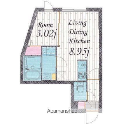 ｑｕａｄｏｒ車道　「クアドールクルマミチ」[1LDK/29.3m2]の間取図