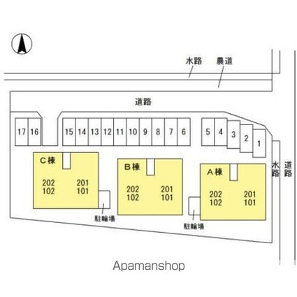 サンシャイン桑原　Ｃ棟[2LDK/53.48m2]の配置図