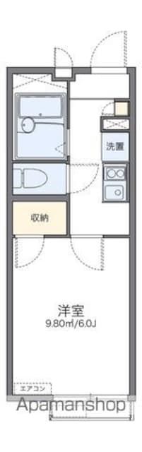 レオパレスシェーネ[1K/19.87m2]の間取図