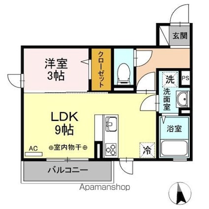 ベラヴィータ[1LDK/32.67m2]の間取図