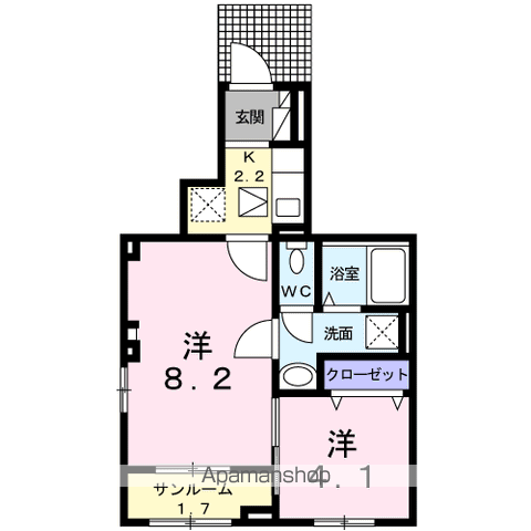 サンローラ・Ｙ 105 ｜ 福岡県福岡市博多区板付６丁目4-25（賃貸アパート2K・1階・37.98㎡） その2