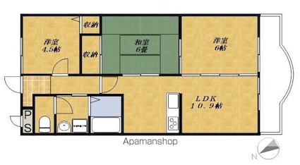 グリーンセピア２２３[3LDK/60.9m2]の間取図