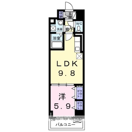 ヴィア・ラッテア[1LDK/40.19m2]の間取図