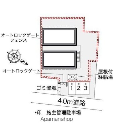 レオパレスアキユマーサ[1K/20.28m2]の配置図