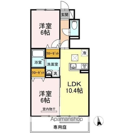 サザンクロス[2LDK/50.38m2]の間取図
