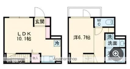 ヴァンテジオ世田谷[1LDK/37.39m2]の間取図