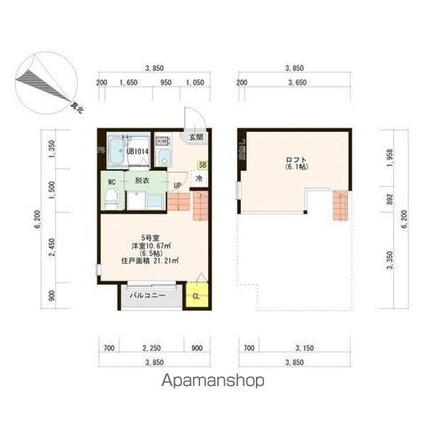 レジデンス碧[1K/21.21m2]の間取図