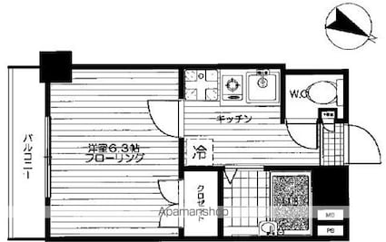 東京都練馬区豊玉上１丁目[1K/19.45m2]の間取図