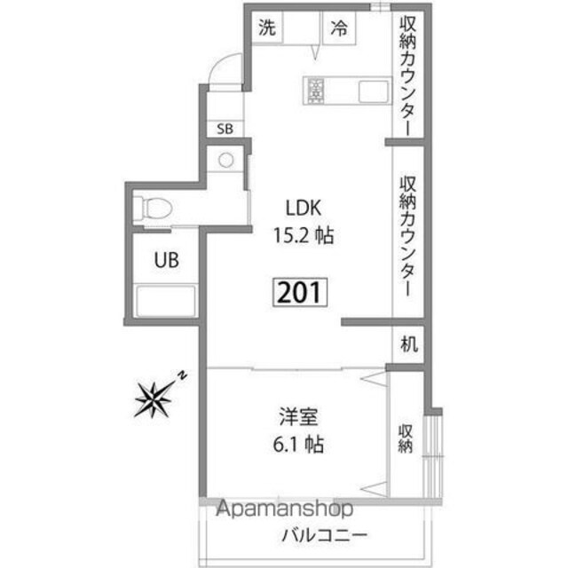 グランバリュー河田町[1LDK/48.93m2]の間取図