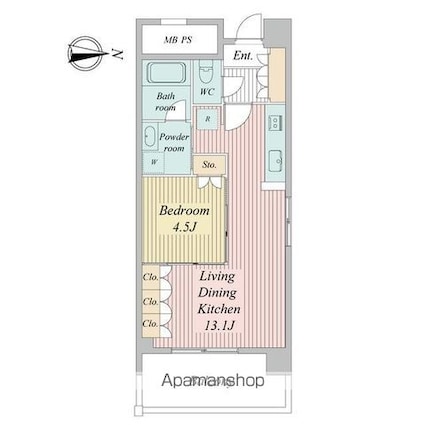 シュロスミーナ晩翠通[1LDK/40.46m2]の間取図