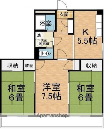 レジデンス西松本[3K/58.41m2]の間取図