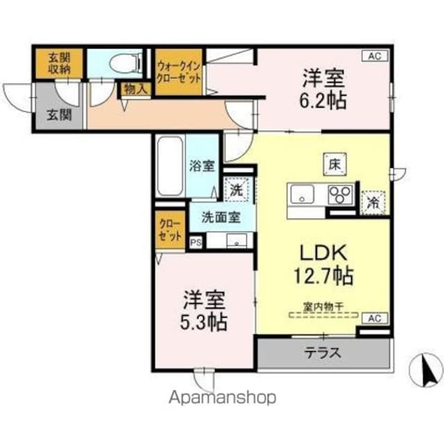 ＤーＰＲＥＣＩＯＵＳ小金井本町[2LDK/59.81m2]の間取図