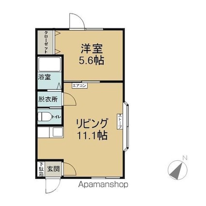 イエローシティ[1LDK/35.19m2]の間取図
