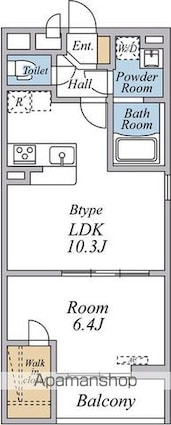リブリ・フォンテーヌ[1LDK/40.97m2]の間取図