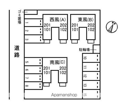 ＨＯＭＥ　ＰＯＲＴ　南風[1DK/30.93m2]の配置図