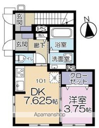 レインボーテラス[1DK/34.11m2]の間取図