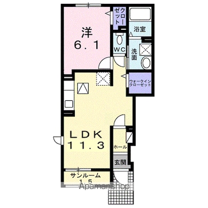 フェリーチェ[1LDK/43.61m2]の間取図