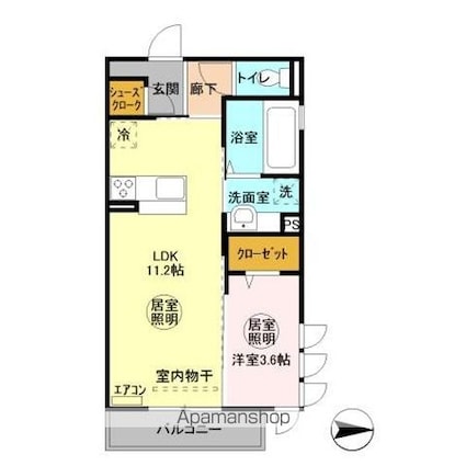 プラムマハール[1LDK/37.79m2]の間取図