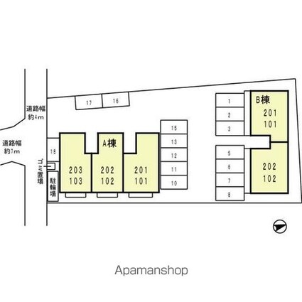 Ｃｏｚｙ　Ｃｏｕｒｔ　Ｂ棟[2LDK/53.84m2]の配置図