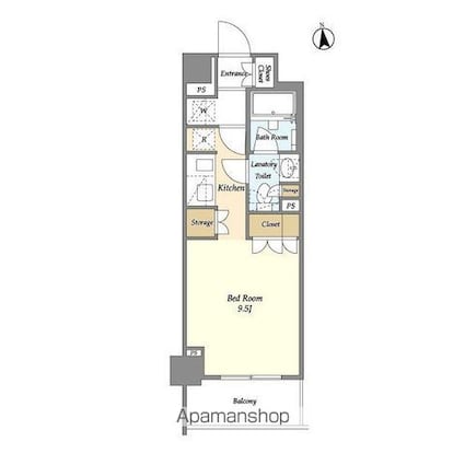 エムレジデンス中野坂上[1R/25.13m2]の間取図