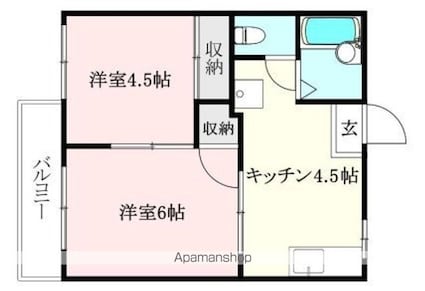 メゾンド田代　Ａ棟[2K/30.5m2]の間取図