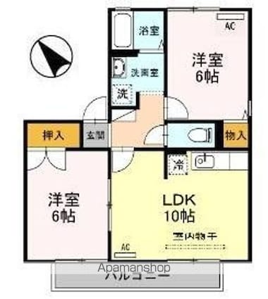 アドミレー樹太Ｃ棟[2LDK/50.47m2]の間取図