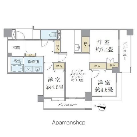 中野区南台のマンションの間取り