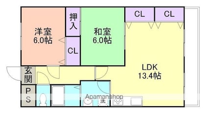 フローラ重根[2LDK/63.5m2]の間取図