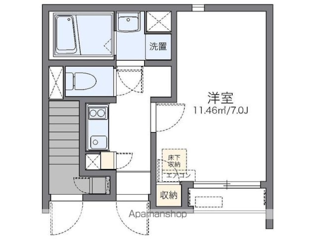 レオネクストＣＲＥＡ石神井台[1K/22.6m2]の間取図