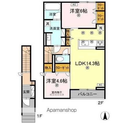 愛媛県松山市北土居１丁目[2LDK/67.17m2]の間取図