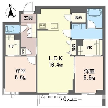 チップ[2LDK/71.51m2]の間取図