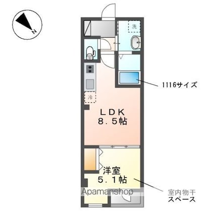 サウダージ[1LDK/32.25m2]の間取図