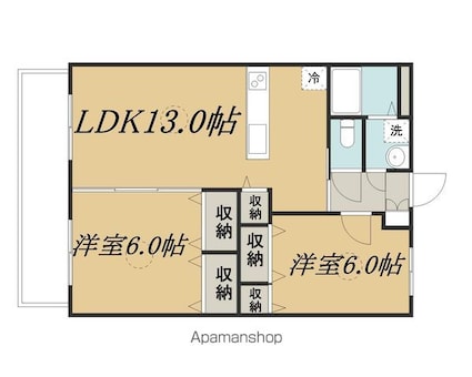 アートコートみそのⅡ[2LDK/56.76m2]の間取図