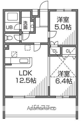 ディアコート国分寺[2LDK/55m2]の間取図