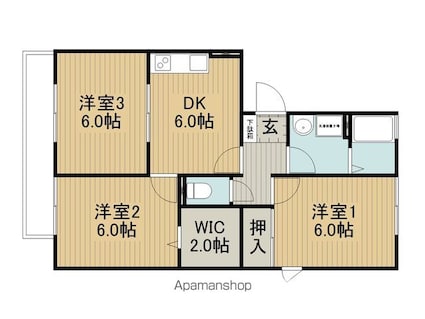 ロイヤルガーデン南町Ｂ棟[3DK/56m2]の間取図