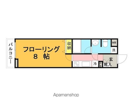 プライムアーバン中目黒[1K/26.58m2]の間取図