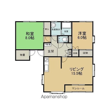 メゾンド・カナディアンＫ　Ｆ棟[2LDK/67.9m2]の間取図