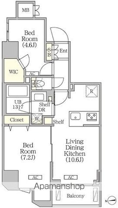 クラリティア浅草橋[2LDK/51.38m2]の間取図
