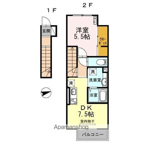 和歌山市六十谷のアパートの間取り