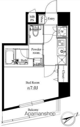 東京都新宿区原町１丁目[1K/25.62m2]の間取図