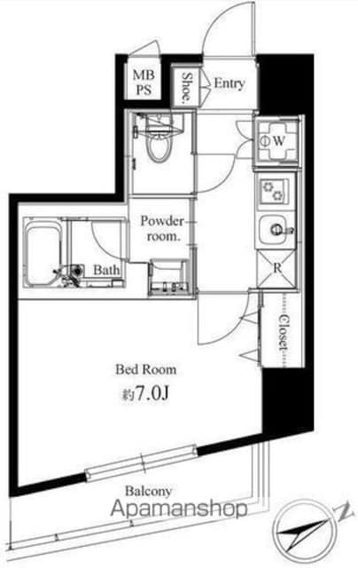 東京都新宿区原町１丁目[1K/25.62m2]の間取図