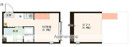 ハーモニーテラス上石神井Ⅴ[1R/14.56m2]の間取図