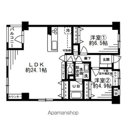 東京都港区赤坂６丁目[2LDK/73.43m2]の間取図