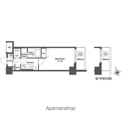グランカーサ板橋ＥＡＳＴ[1K/25.72m2]の間取図