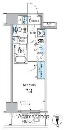 リビオメゾン両国ノース[1K/25.01m2]の間取図