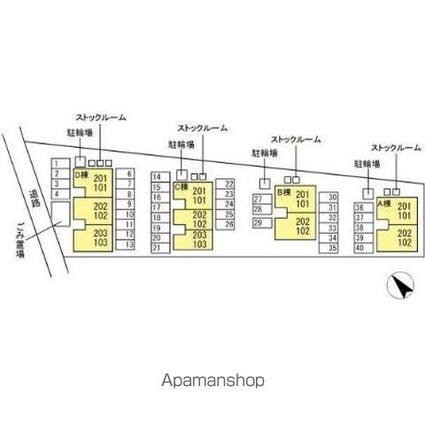 ＥＣＯーレジデンス『モア』　Ａ棟[2LDK/56.3m2]の配置図