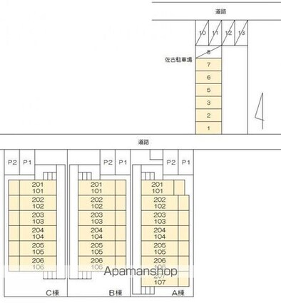 福岡レジデンスＣ[1DK/32.4m2]の配置図
